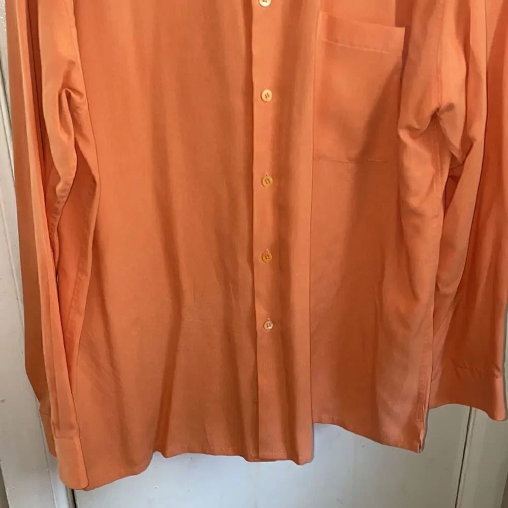 BUGATCHI Orange Long Sleeve Button Up Shirt-M - Picture 3 of 7